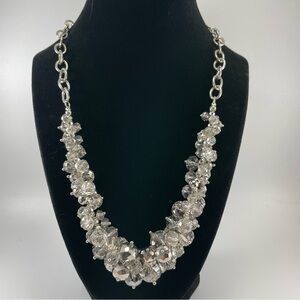 Simply Vera Vera Wang Silver Tone AB Gray Clear Glass Faceted Necklace